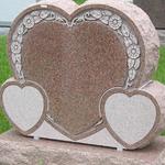 Stock #40 
North American Pink
Triple Heart
monument 36" x 8" x 28"
base 36" x 14" x 8"