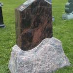 Red Multi Color Granite with rock bottom special shape 
Monument- 3-0 x 1-4 x 3-6 all polished