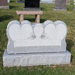 Barre Gray Monument
Double Heart with drill hole for vase
Monument- 3-6 x 0-8 x 1-10 polished 2, BRP
Base- 4-0 x 1-2 x 0-8 polished top, BRP