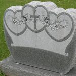 Stock 129
Triple Hearts with cross & roses
Mon- Pol. 2 ,special cut, BRP
3-0 x 0-8 x 2-4
Base- Pol. top, BRP
3-6 x 1-2 x 0-8
Barre Gray Granite
